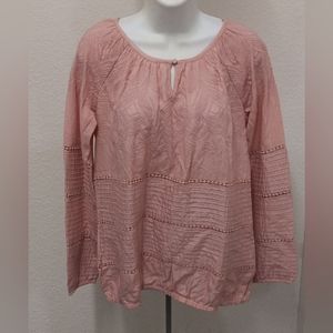 Coco Colette Blouse, Dusty Pink, Long Sleeve, Textured Detailed Fabric, Size S